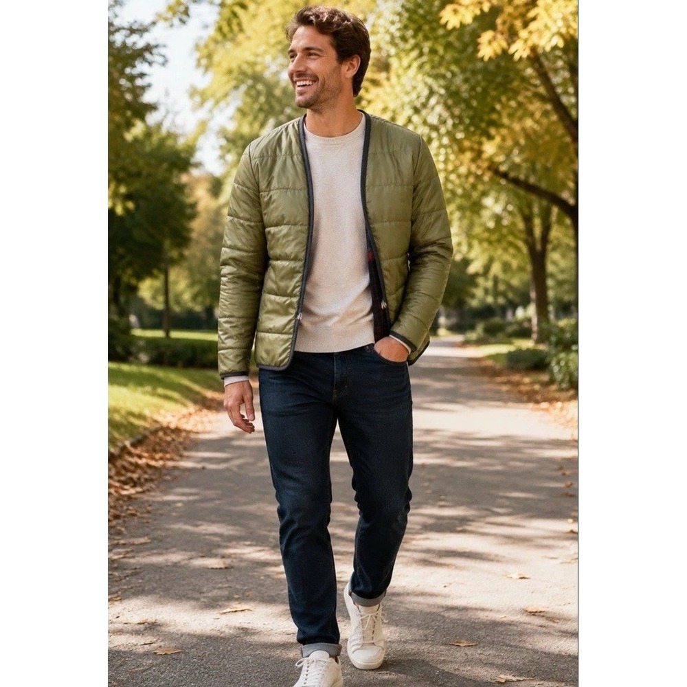 Jos A. bank Large Mens  Puffer Lightweight Jacket Gold Puffer Quilted Full Zip